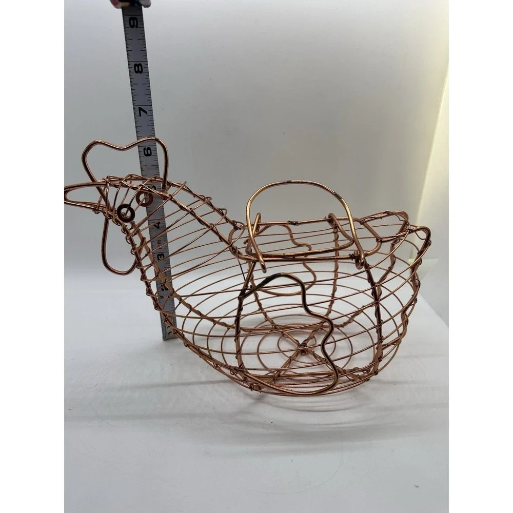 Copper Wire Chicken Basket Farmhouse Egg Holder Country Kitchen‎ Decor